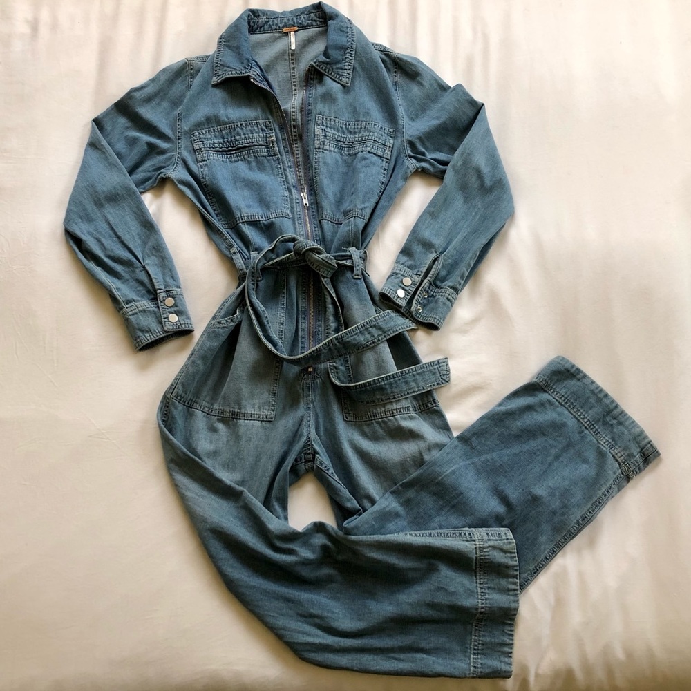 Free People denim jumpsuit